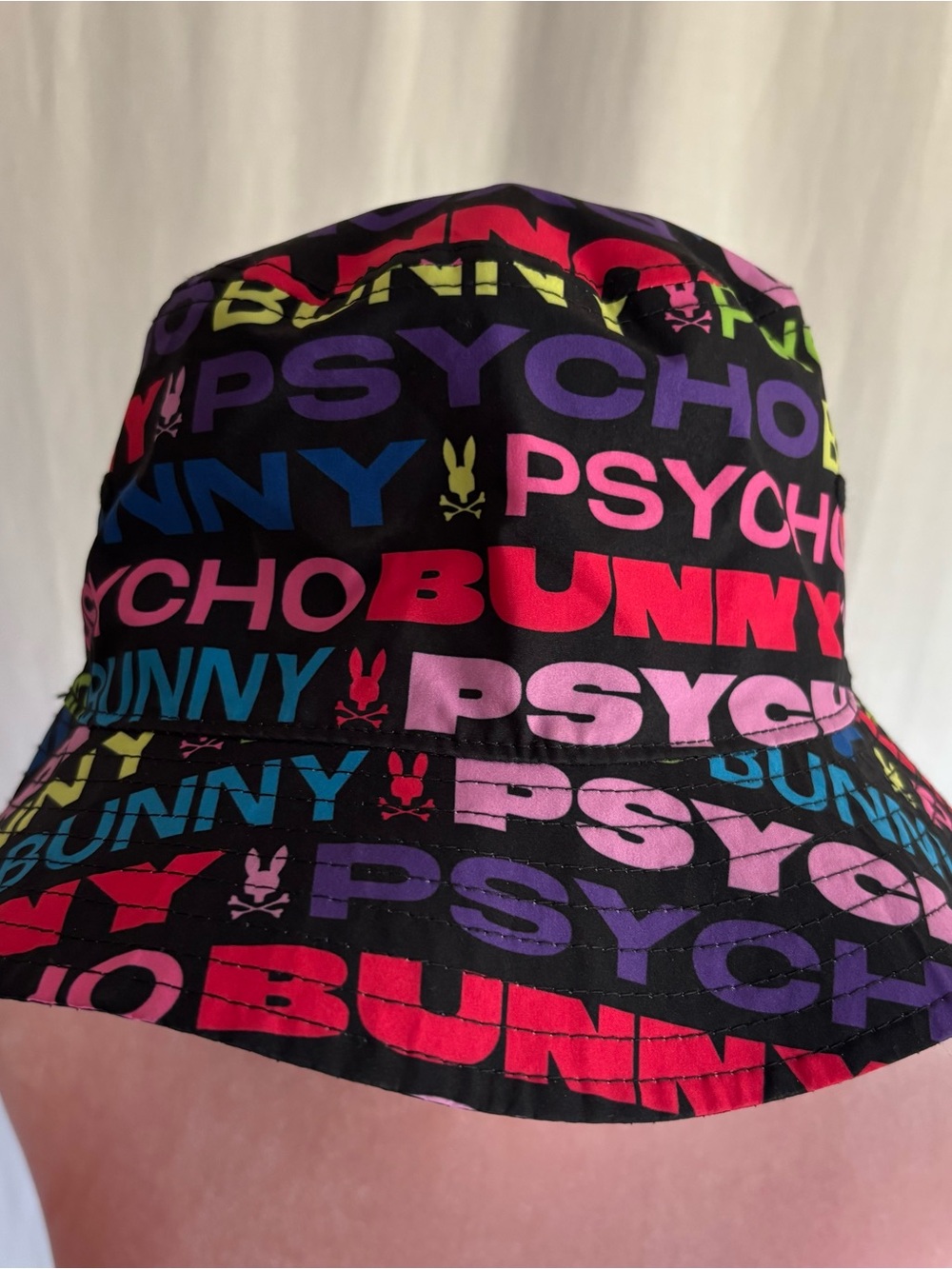Psycho Bunny Tyrian Reversible Bucket Hat Black Multicolor OS - Picture 2 of 4